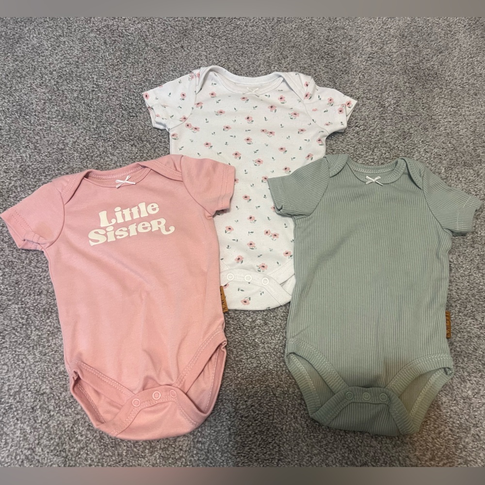 Baby Girl Bodysuits 3-Pack - 0-3M